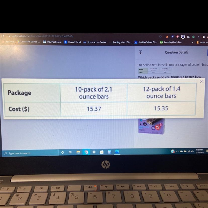 An online seller sells two packages of protein bars. Which package do you think is-example-1