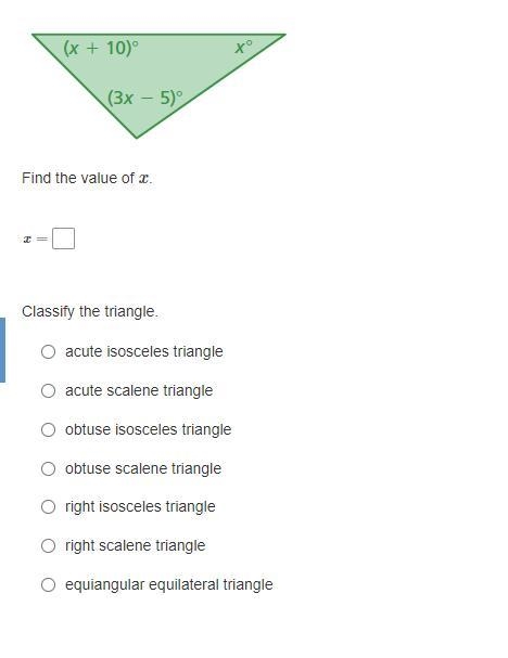 I need help on this, find the value of x-example-1