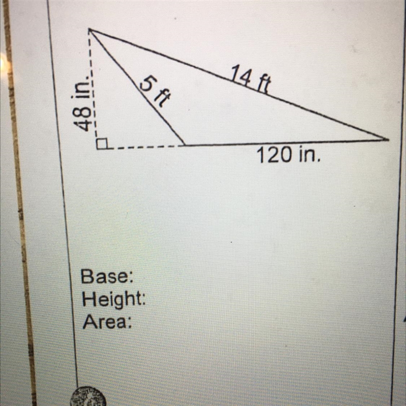 Please help me and thank you formula A= 1/2 (b) (h)-example-1