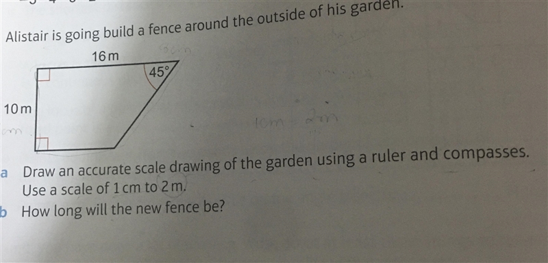 Alistar is going to build fence around the outside of his garden a) draw an accurate-example-1