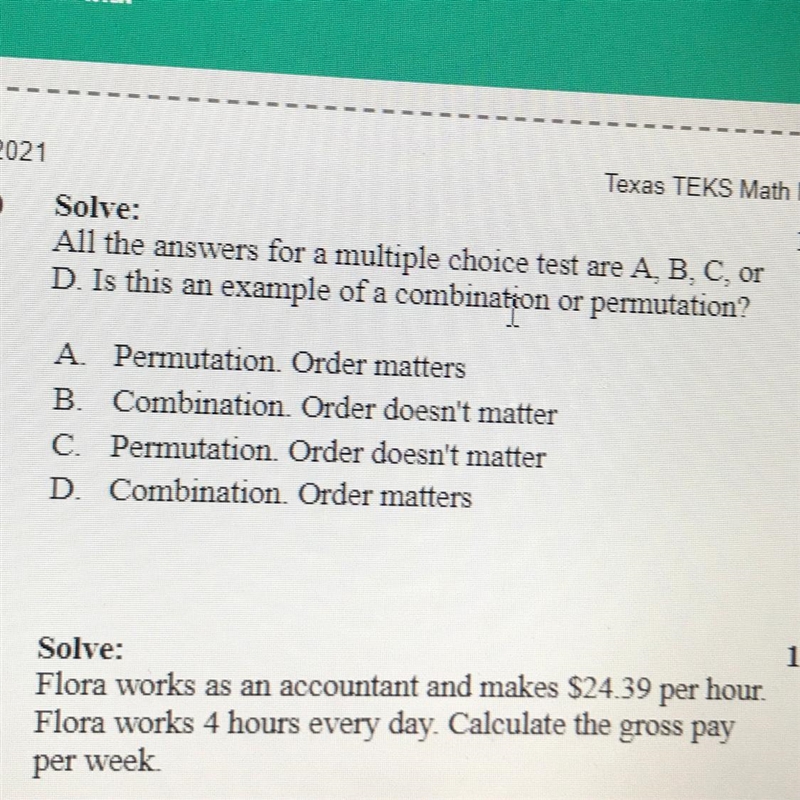 All the answers for a multiple choice test are A, B, C, or D. Is this an example of-example-1