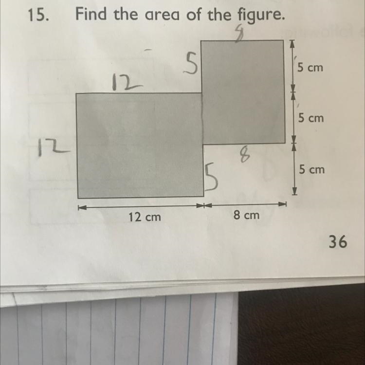 Find the area of the figure it says. But I don’t know how? Can somebody explain.-example-1