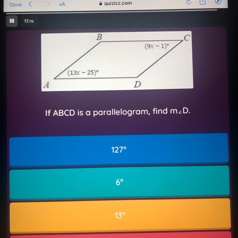 If abcd is a parallelogram, find m-example-1