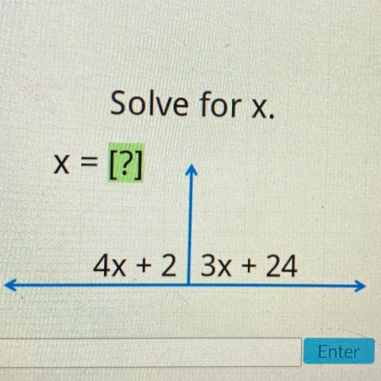 Solve for x 4x+2 3x+24-example-1