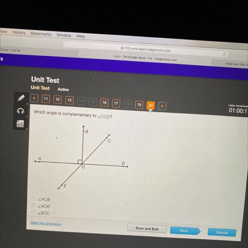 Which angle is complementary to ZCOD? Need help asap-example-1