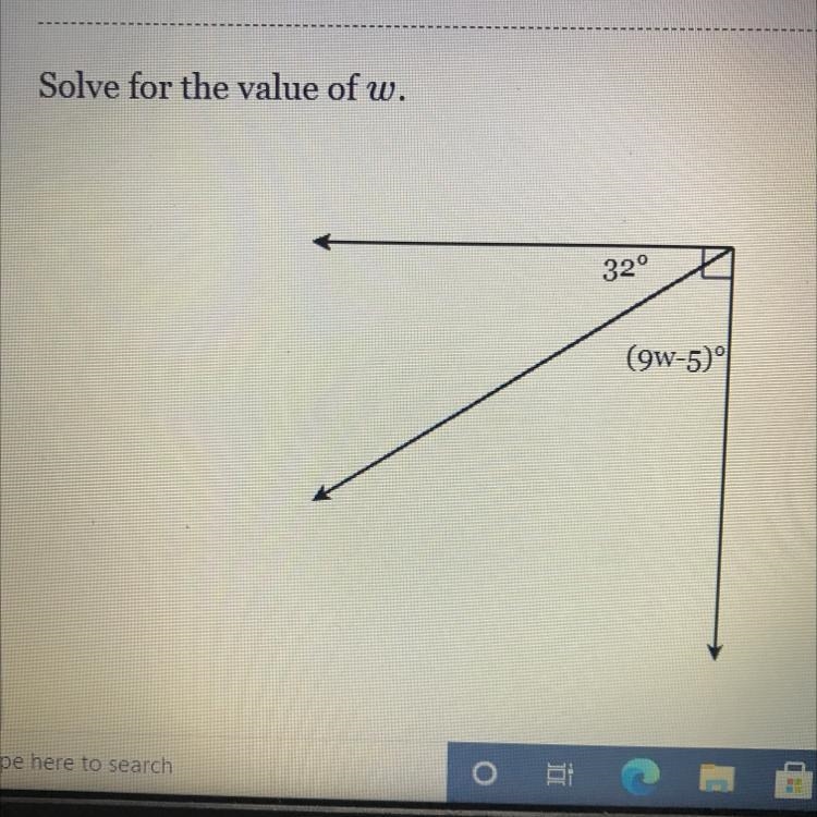 PLEASE HELP DUE IN 10!!! Solve for the value of w.-example-1