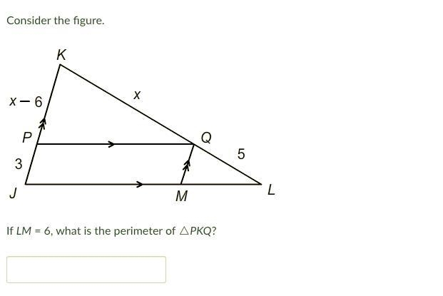 If LM = 6, what is the perimeter of △PKQ?-example-1