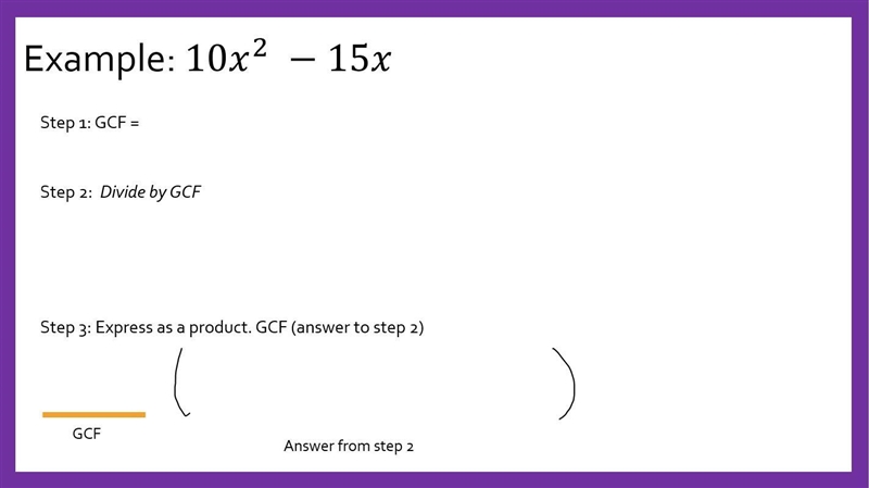 Question 1: What is the GCF of 10x2+15x? 10 5x2 10x2 5x x 10x 5 Question 2: What is-example-1