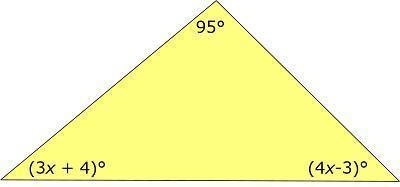 The angle measure of a triangle is shown in the diagram. what is the value of x? A-example-1