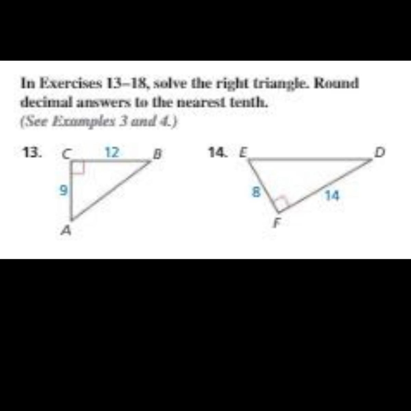 Solving right triangles geometry help please-example-1