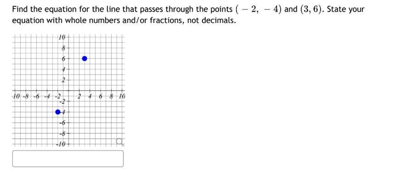 Find the equation for the line that passes through the points and . State your equation-example-1