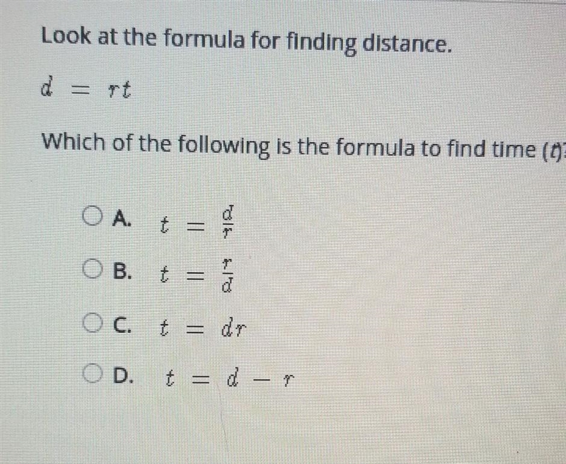 Look at the formula for finding distance. Which of the following is the formula to-example-1