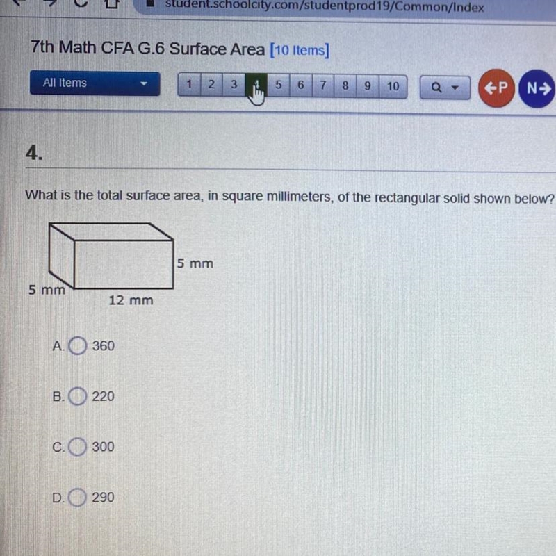 what is the total surface area in square millimeters, of the rectangle solid shown-example-1