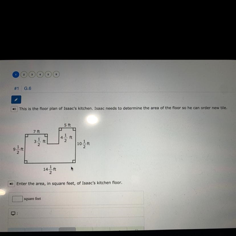 This is the floor of isaac's kitchen. Isaac needs to determine the area of the floor-example-1