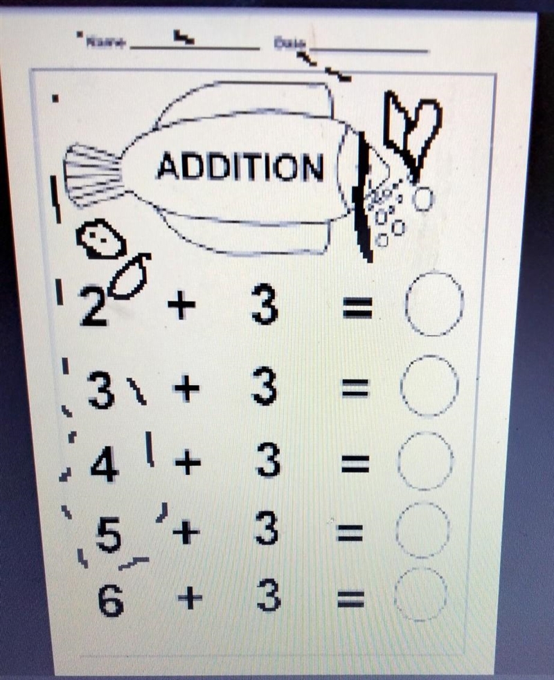 ADDITION Mrs Kelly, please help him ga + 3 31 + 3 = + 3 5 + 3 6 + 3 4+ + LESTER GREEN-example-1