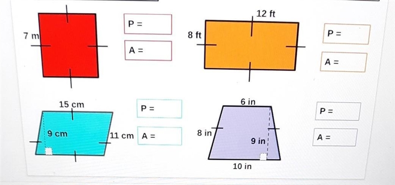 Find the perimeter and area of each quadrilateral.​-example-1