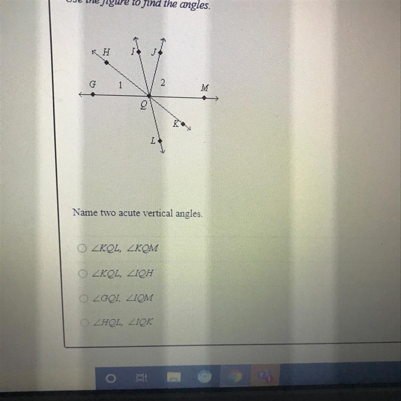 Name two acute vertical angles.-example-1