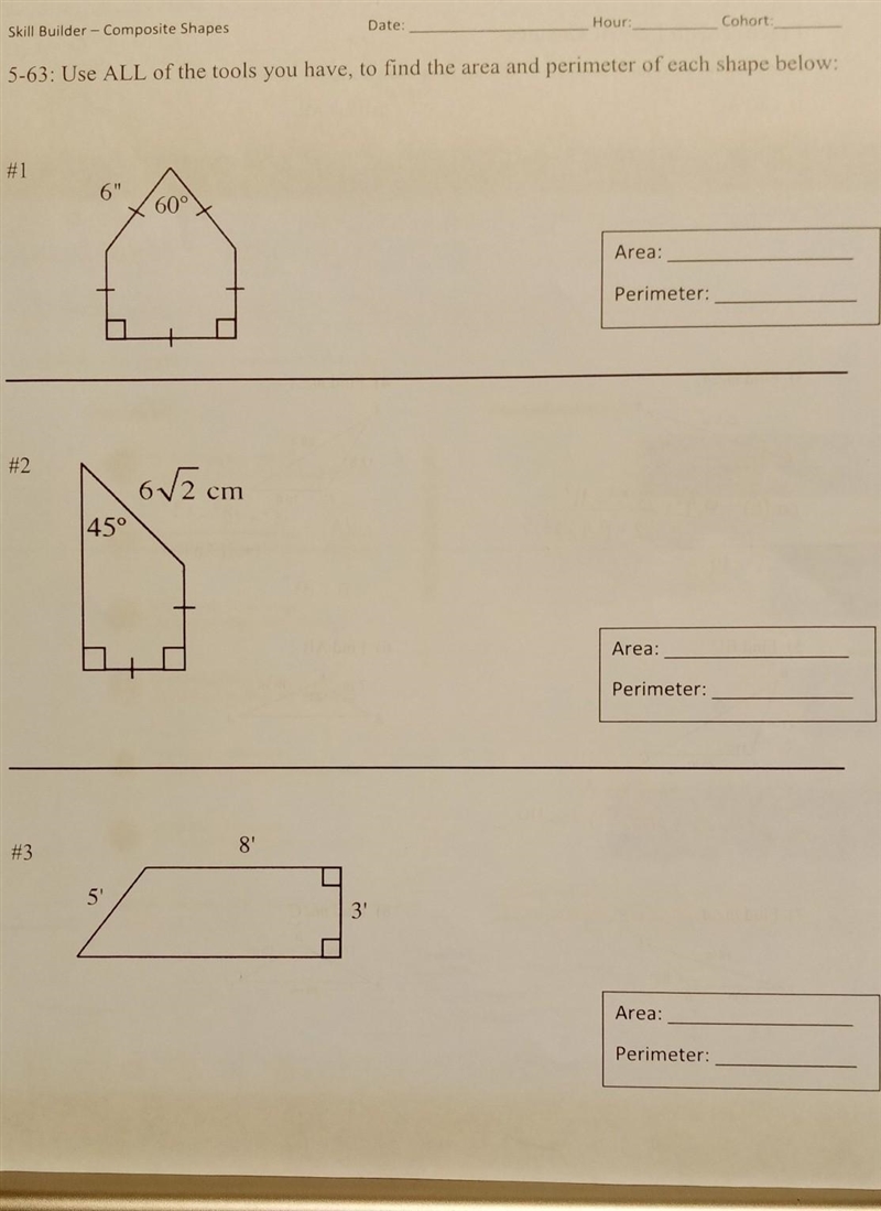 Use all the tools you have to find the perimeter and area of each shape below​-example-1