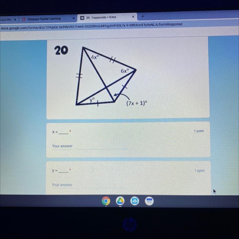 Find the measures of the numbered angles in each kite.-example-1