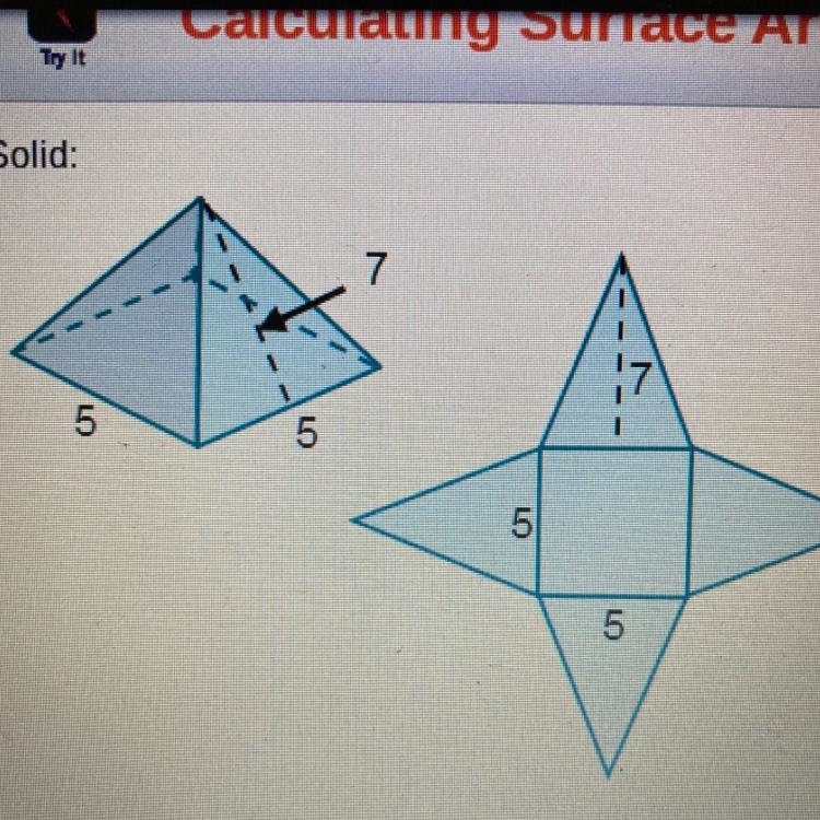 20 pts!!! What is the surface area of the pyramid?-example-1