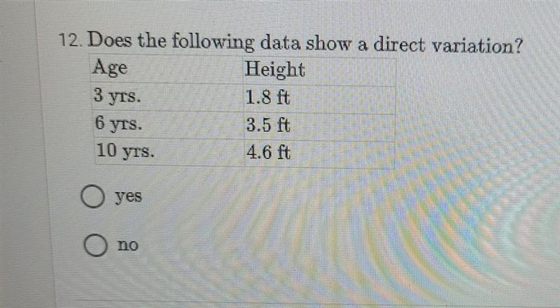 Does the following data show direct variation.​-example-1