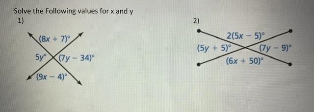 Solve following values for x and y-example-1