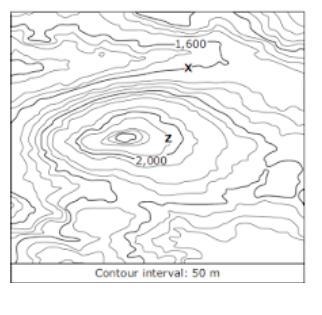 PLEASE HELP 25 POINTS The topographic map shows the location of a park ranger at Point-example-1