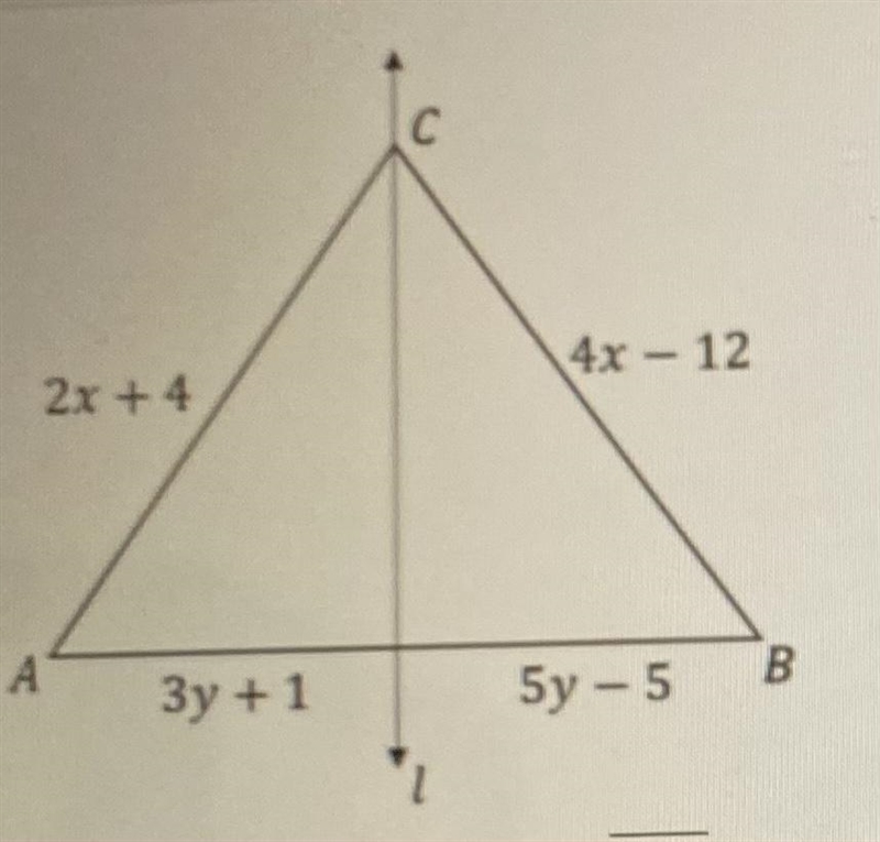 Line l is the perpendicular bisector of AB. What is the perimeter of ABC-example-1