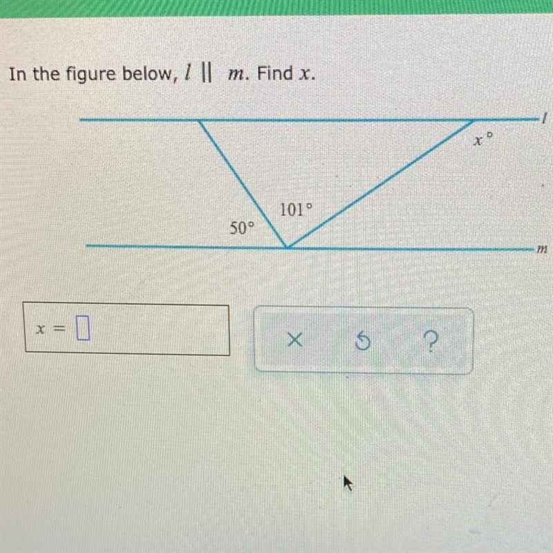 In the figure below, l || m. Find x.-example-1