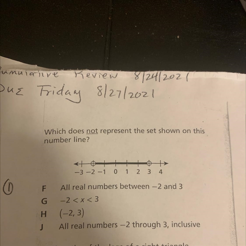 Which does not represent the set shown on this number line?-example-1