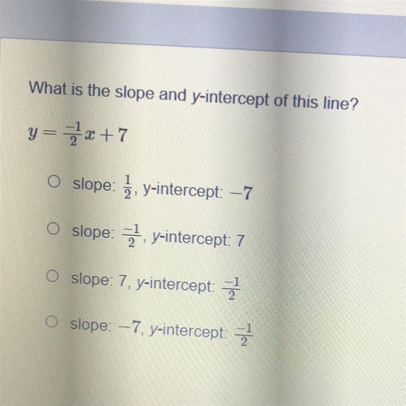 What is the slope and y-intercept of this line? y=3x + 7-example-1