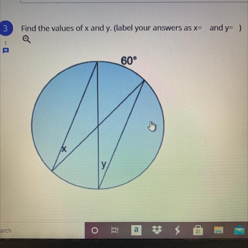 Find the value of x and y. This has to do with geometry-example-1