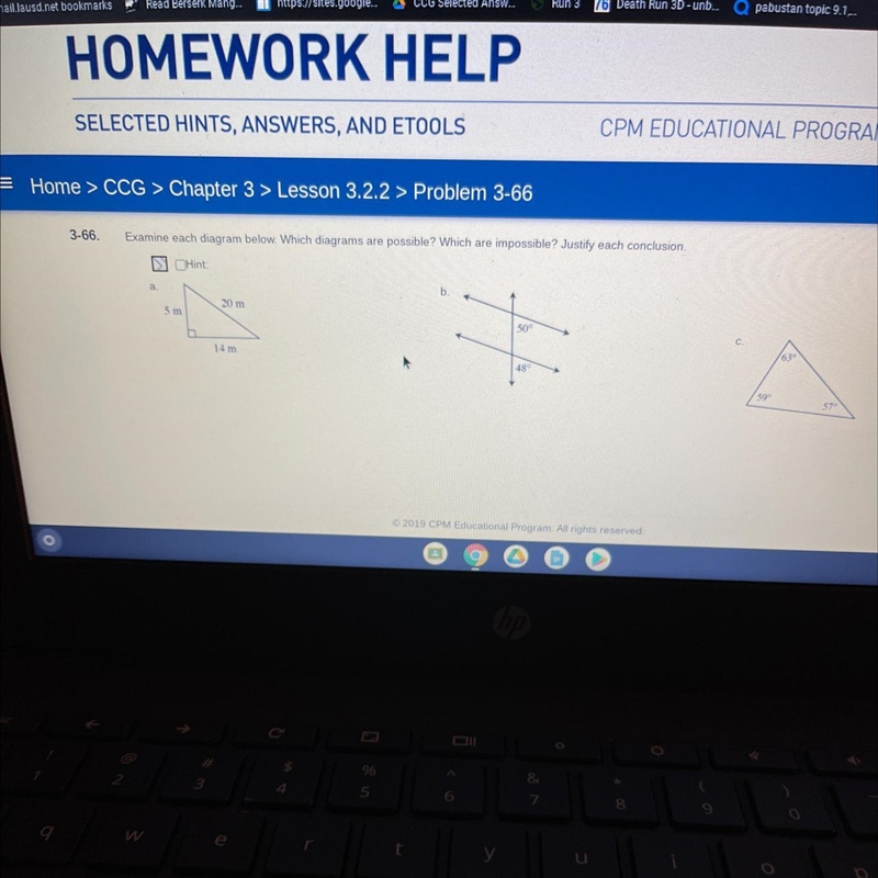 Problem 3-66 Examine each diagram below. Which diagrams are possible? Which are impossible-example-1