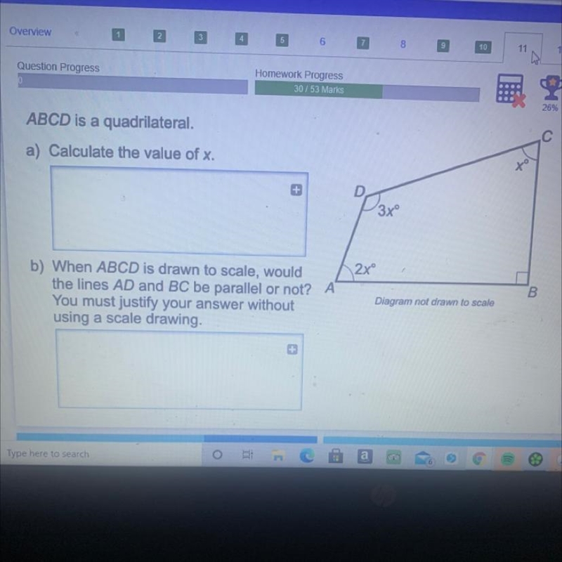 ABCD is a quadrilateral. a) Calculate the value of x. to + D 1380 12x° b) When ABCD-example-1