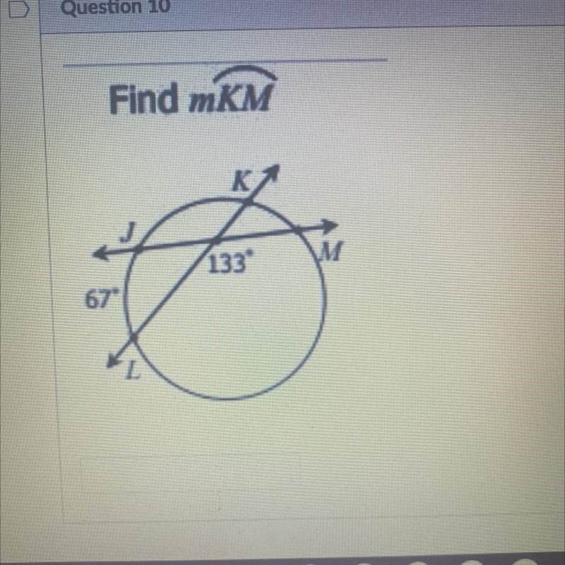 Find the measure of KM in the circle.-example-1