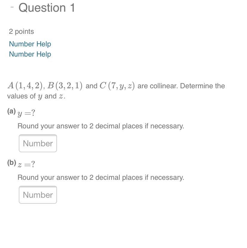 If points A: (1, 4, 2) B: (3, 2, 1) C: (7, y, x) are all collinear. What are the values-example-1