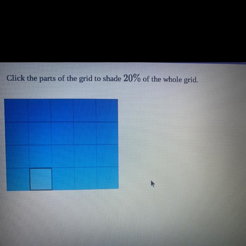 Click the parts of the grid to shade 20% of the whole grid. Am I supposed to shade-example-1