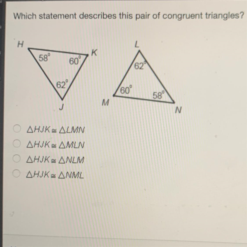 ⚠️⚠️⚠️HELP PLS PLS PLS⚠️⚠️⚠️ Which statement describes this pair of congruent triangles-example-1