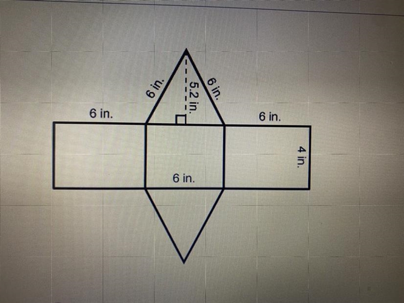 Use the net to determine the lateral surface area. A. 92.8 in B. 103.2 in C. 134.4 in-example-1