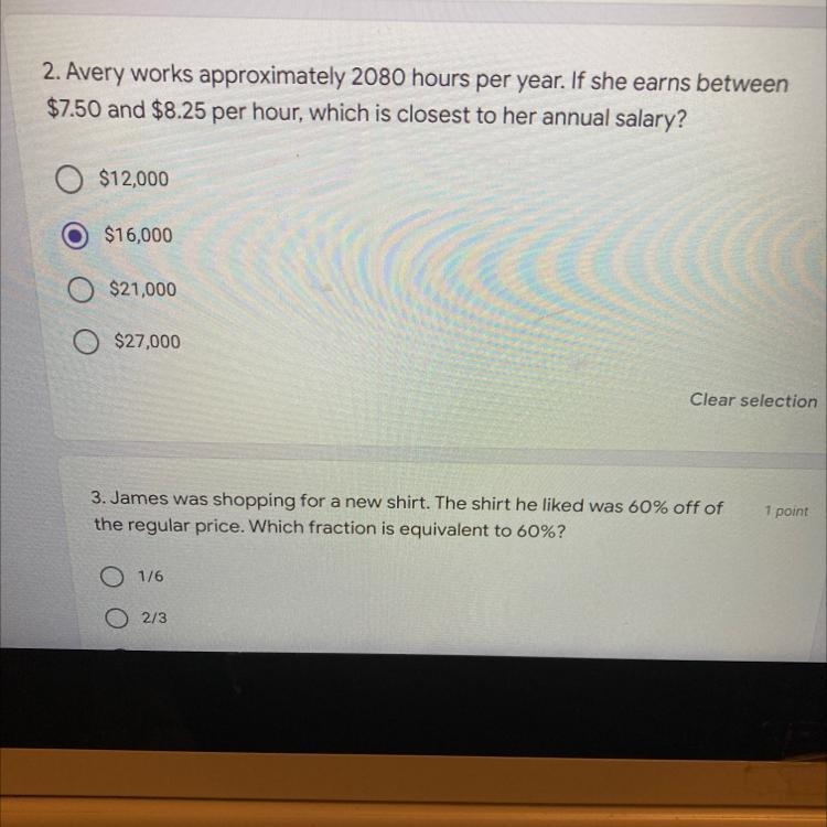 Avery works approximately 2080 hours per year if she earns between $7.50 and $8.25 per-example-1