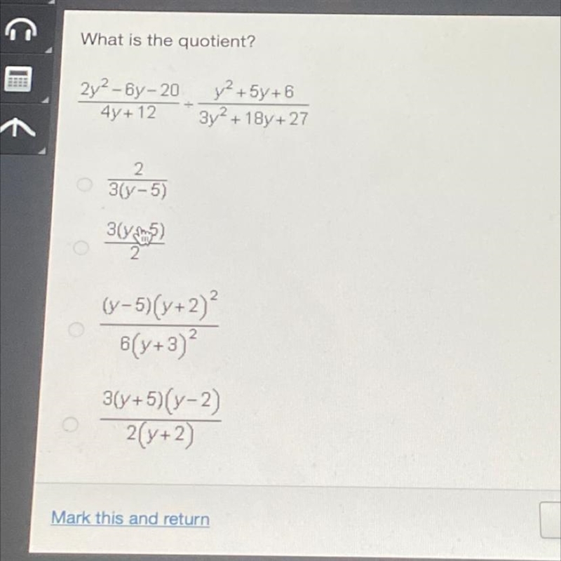 What is the quotient? 2y2-6y-20/4y+12-example-1