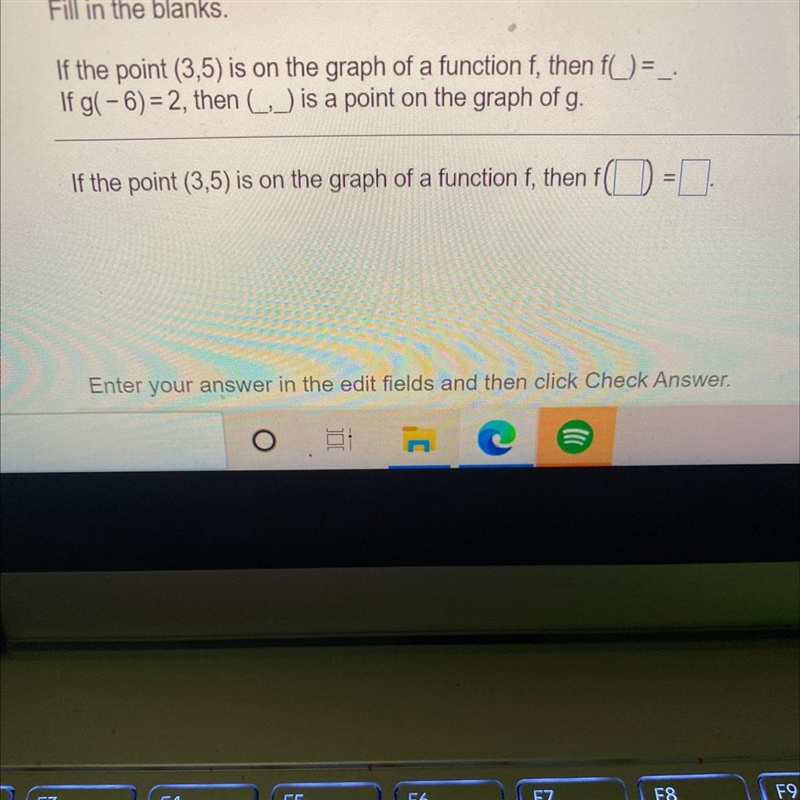 If the point (3,5)is on the graph of a function f, then f(…….)=-example-1