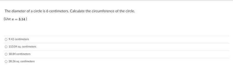 The diameter of a circle is 6 centimeters. Calculate the circumference of the circle-example-1