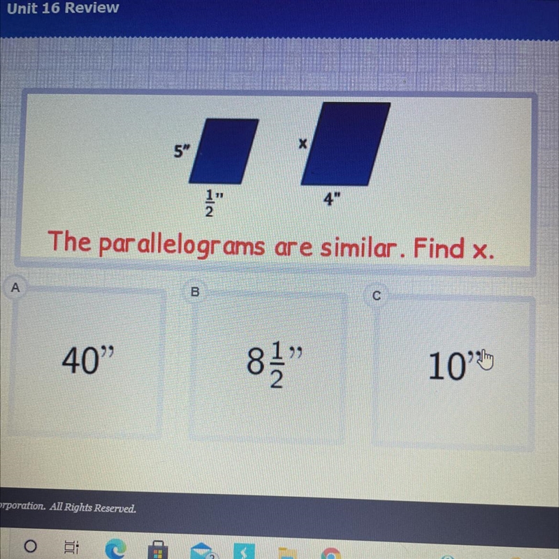 The parallelograms are similar. Find x.-example-1