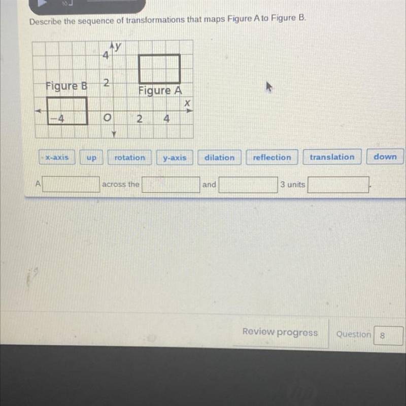 Help pretty please !Describe the sequence of transformations that maps Figure A to-example-1