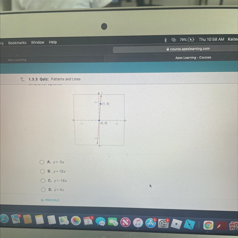 What is the equation of the following line?-example-1