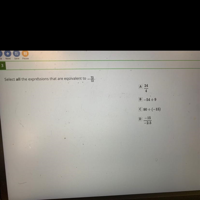 Select all the expressions that are equivalent to -72/12-example-1