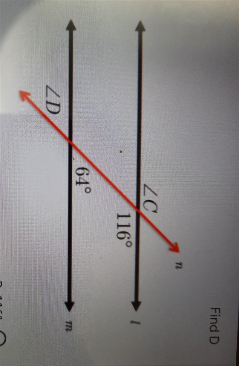 Find D a. < D = 116° b. < D = 64° c. < D = 180° d. < D = 26°​ please I-example-1