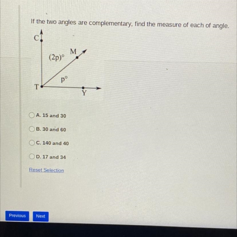 If two angles are complementary, find the measure of each of angle.-example-1