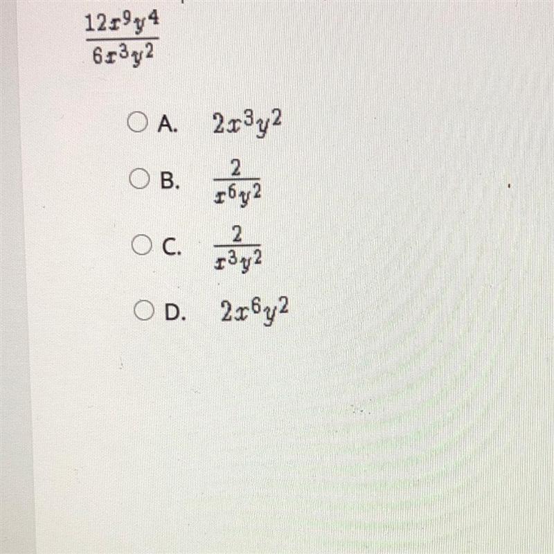 (WILL GIVE ANSWER POINTS) Which expression is equivalent to the given expression? Assume-example-1